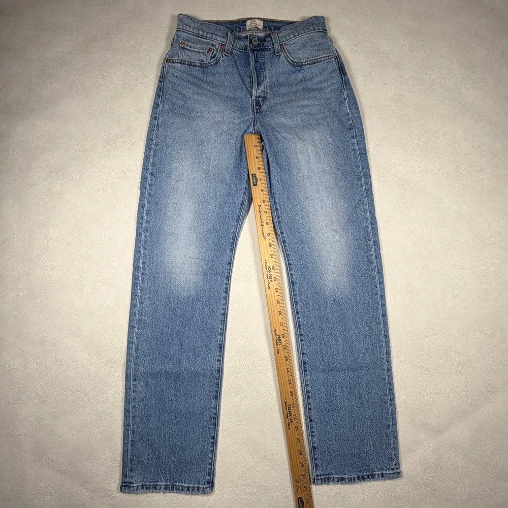 Levis 501 Curve Jeans Womens W28 L32 Medium Wash Blue High Rise Straight Leg - Picture 5 of 11